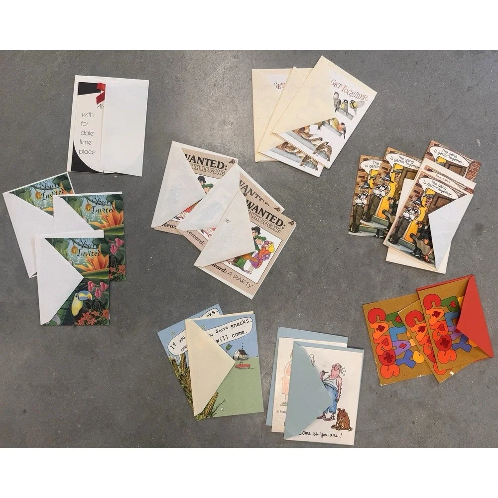 Vintage Party Invitation Card Lot Gangster Birds Humor Playing Cards